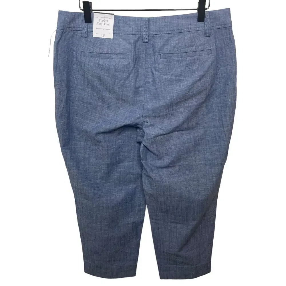 NWT Talbots Women’s Perfect Crop Pants - Chambray Blue Lightweight Size 10P - Picture 7 of 14